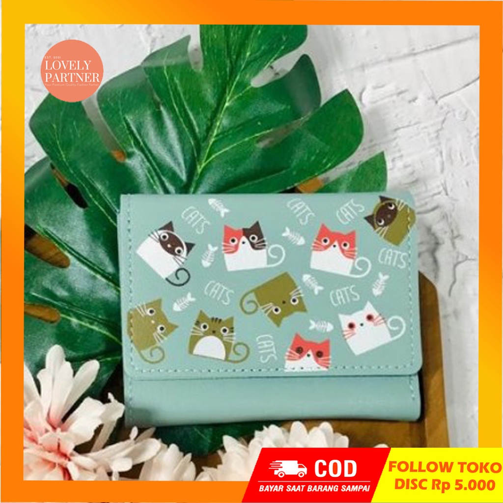 W27 Dompet Wanita Kucing Lucu Many Cats Women Wallet - black