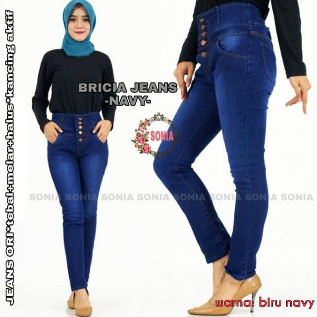 (2 warna) Celana Panjang Highwaist Jeans Kancing 5 . High waist kancing 5 Celana highwaist  Jeans HW