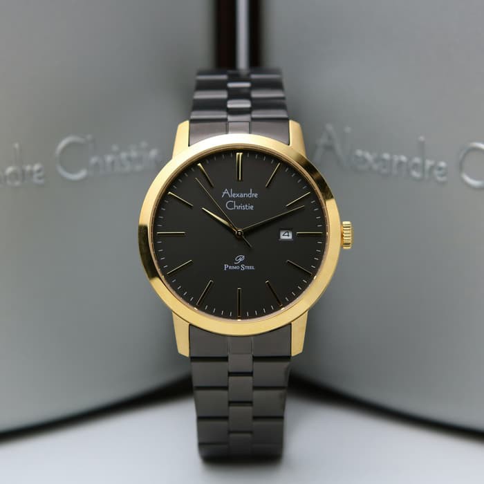 Jam Tangan Pria Alexandre Christie AC 1007 AC1007 Black Gold Original