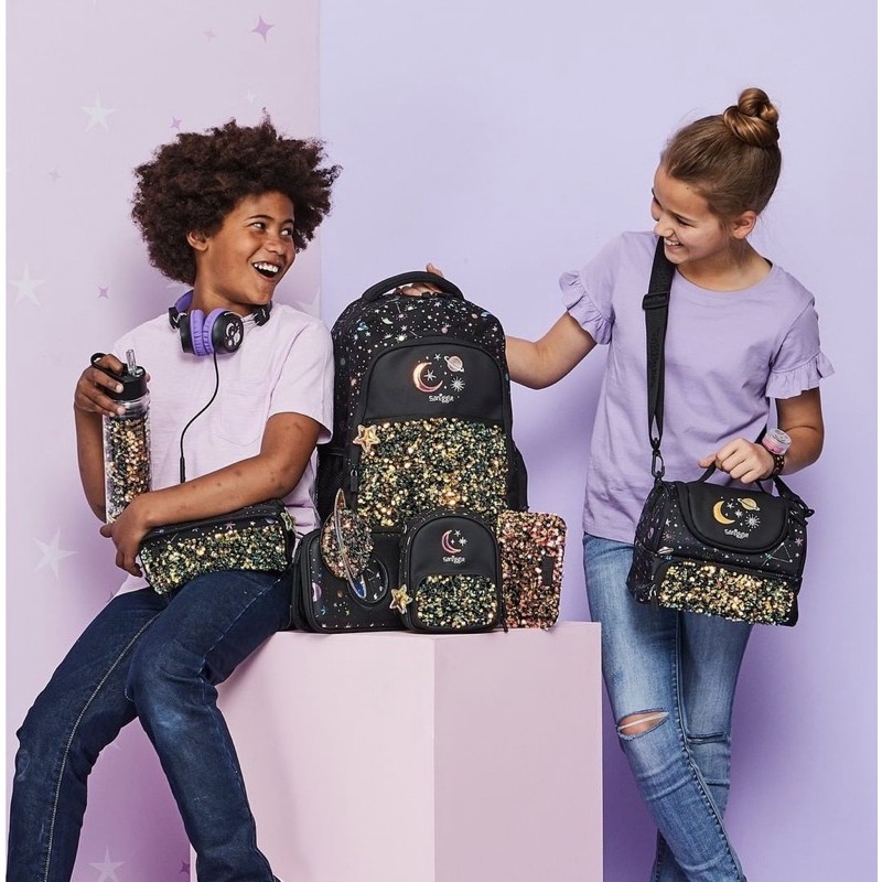 Smiggle Lunar Black Moon | Backpack | Shoulder Sling Bag | Spritz Bottle | Hardtop Pencil Case