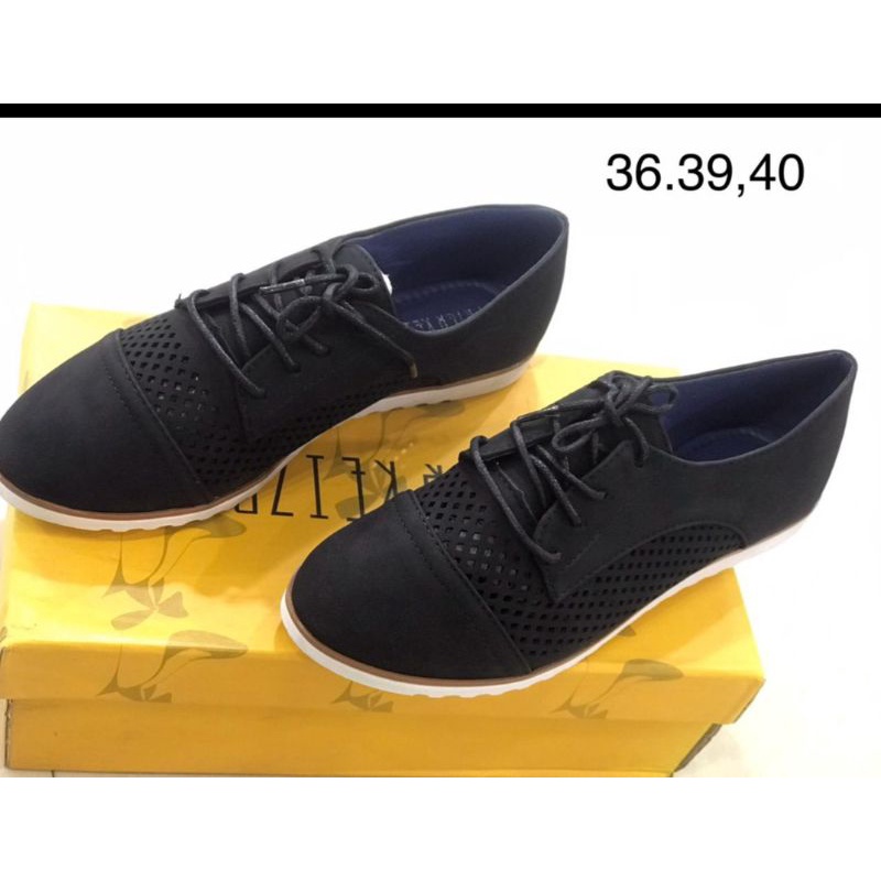 PETER KEIZA 36 39 40 Original sepatu sneakers tali wanita hitam import korean casual