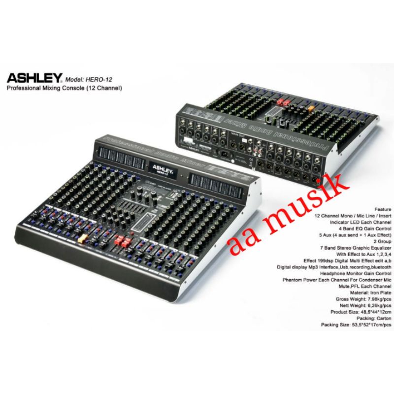 MIXER ASHLEY HERO 12 MIXER 12 CHANNEL ORIGINAL