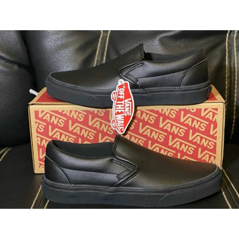 •Vans Classic Slip On Leather Full Black