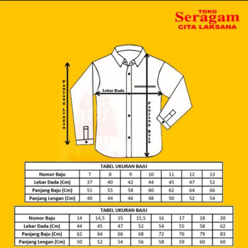 Seragam Sekolah Baju Atasan Putih Tangan / Lengan Panjang Tanpa Logo / Bet