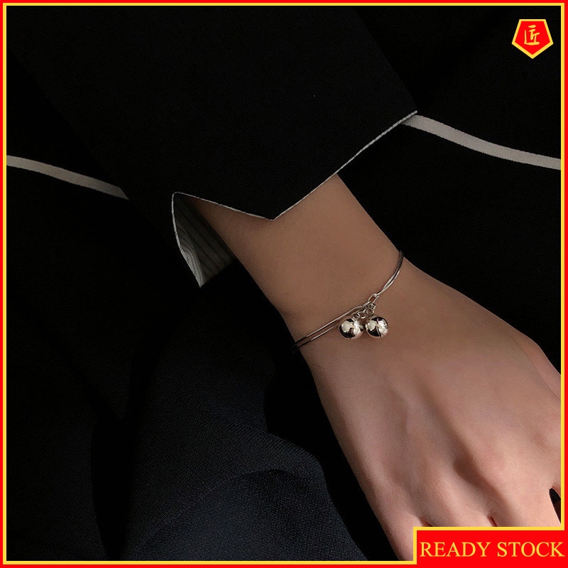 [Ready Stock]S925 Silver Double-Layer Bell Bracelet Women's Simple Niche