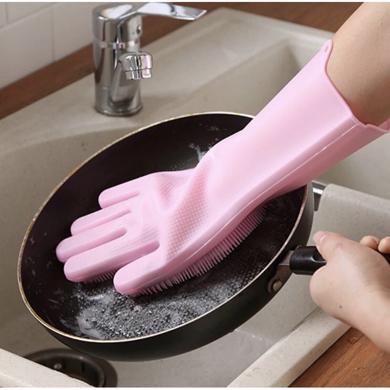 SARUNG TANGAN CUCI CLEANING GLOVES SILIKON IMPORT MURAH MAGIC PIRING ALAT MASAK ANTI PANAS