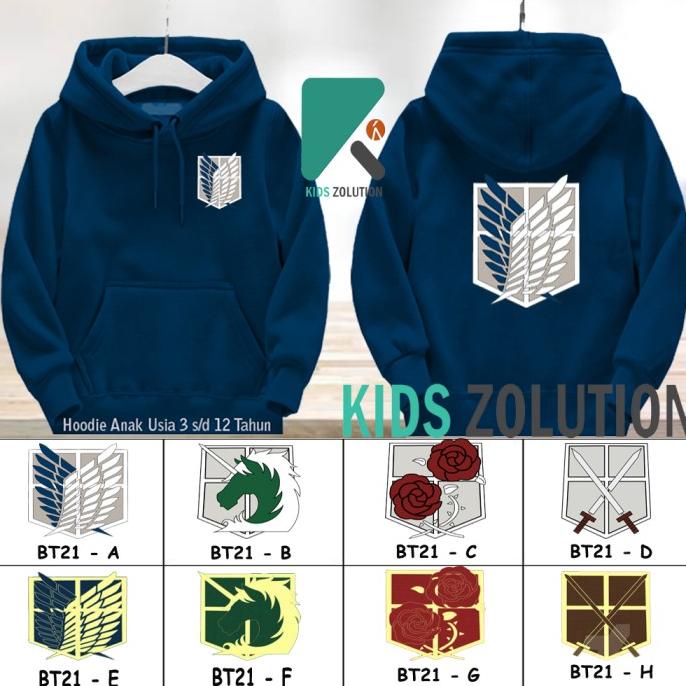 Jaket Attack On Titan Anak / Jaket Scout Legion / Hoodie Aot Anak