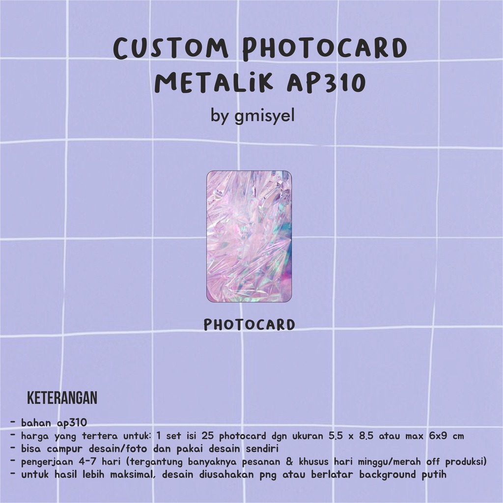 [BACA DESC] AP310 A3+ CUSTOM CETAK PHOTOCARD HOLOGRAM METALIK