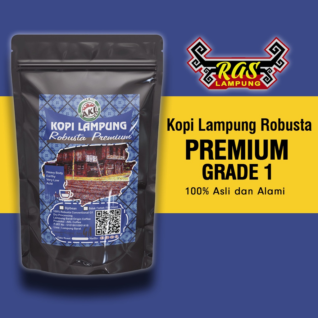 

Kopi Hitam Bubuk Murni Asli Lampung Robusta Premium AKL Coffee Grade 1 Original 100g