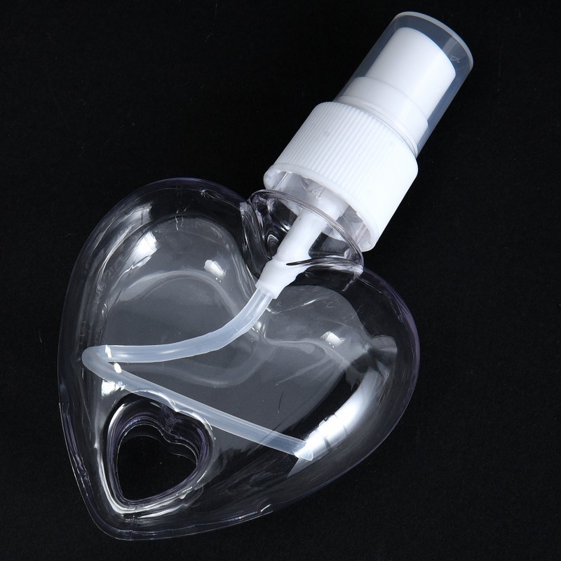 50ml Portable Fine Mist Plastic Empty Water Cosmetic Clear Heart Shape Spray Bottle With Hook