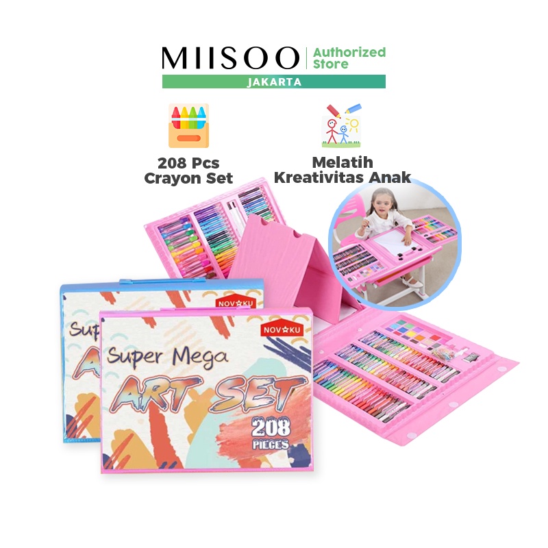 

MIISOO Set Crayon 208 Pcs Set Pensil Warna Pastel Pensil Minyak Warna Untuk Melukis dan Mewarnai