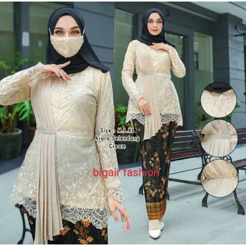 KEBAYA AURORA SELENDANG MODERN   SETELAN KEBAYA MODERN   SETELAN KEBAYA PESTA KEBAYA WISUDA AURORA SELENDANG BUSUI BY BA