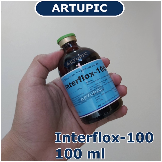 Interflox-100 100 ml Obat Pencernaan Flu Pernafasan Hewan Sapi Kelinci Kambing Babi Ayam Domba