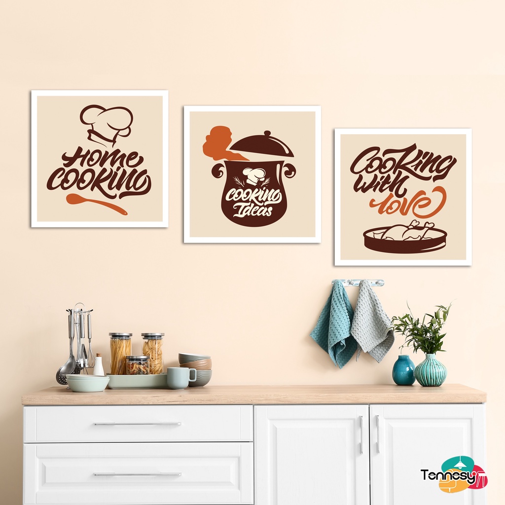 TENNESY HIASAN DINDING DAPUR KITCHEN HOME COOKING WALL DECOR 20x20CM PAJANGAN KAYU POSTER DEKORASI DINDING KAMAR TIDUR RUMAH