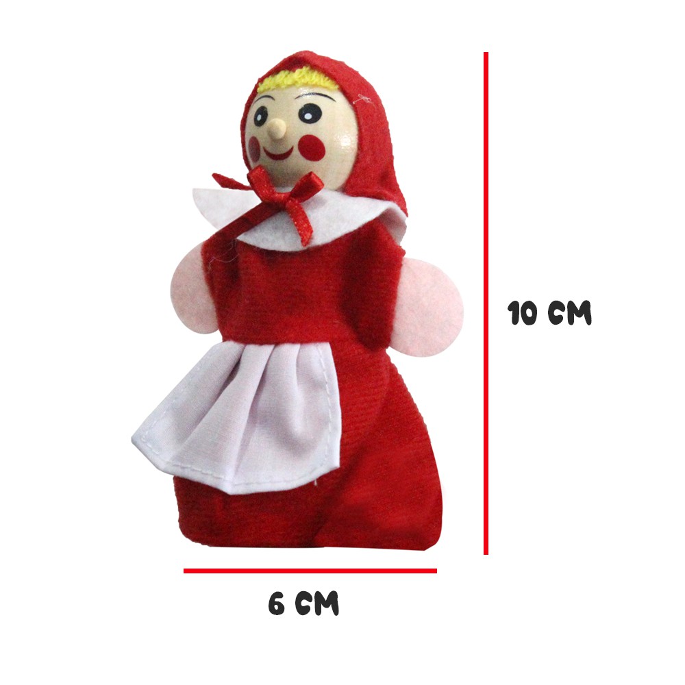 Mainan anak boneka Jari gadis berkerudung merah LITTLE RED RIDING HOOD FINGER PUPPET