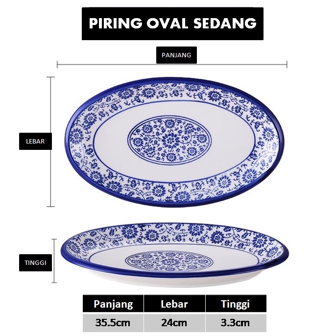 BS526 Piring Oval Antik / Piring Keramik / Piring Saji Oval / Piring Antik Ukuran Sedang &amp; Besar