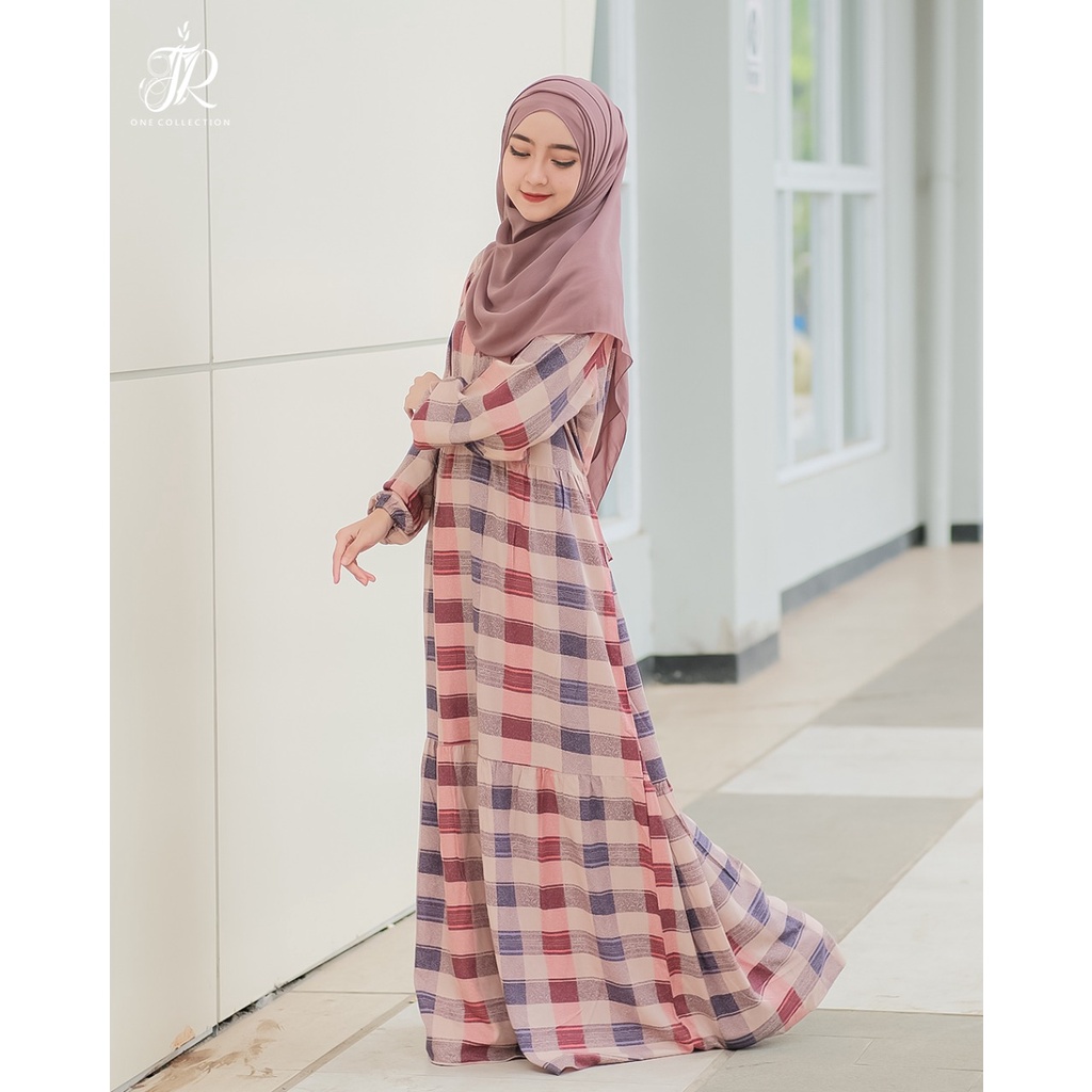 Gamis rayon ORI JR1 noni dress square kotak homey dress daster muslim syari ADEM BUSUI SIMPLE WARDAH BIRU