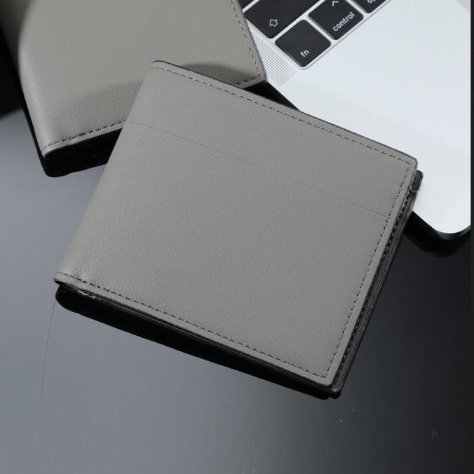 Hemat Miniso Dompet Pria Cowok Laki2 Lelaki Lipat Kecil Pendek Horisontal - Grey Gilaa