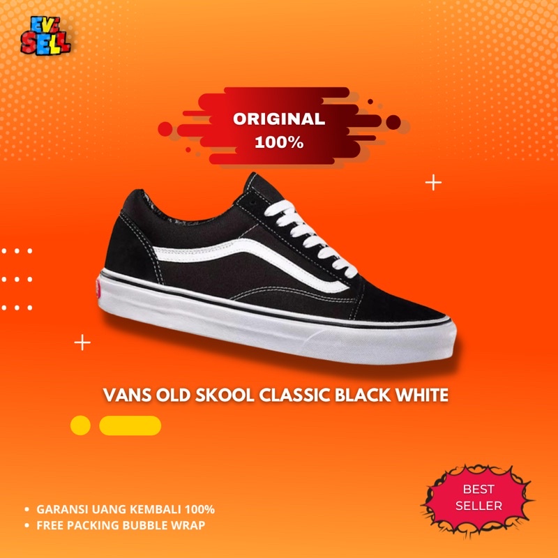 Jual VANS OLD SKOOL CLASSIC BLACK WHITE | Shopee Indonesia