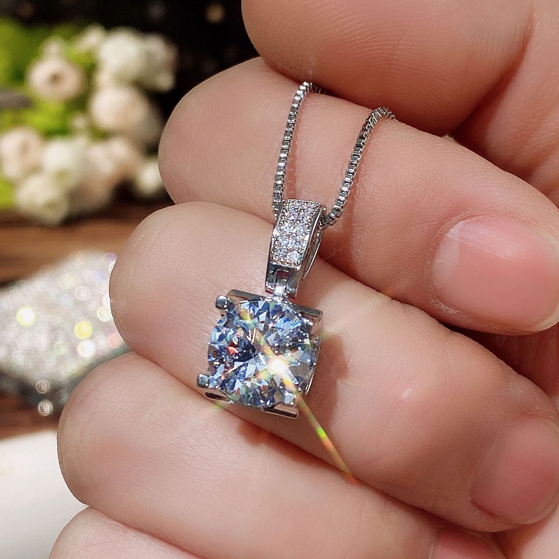 Kalung Kristal Cubic Zirconia Warna Silver Untuk Wanita