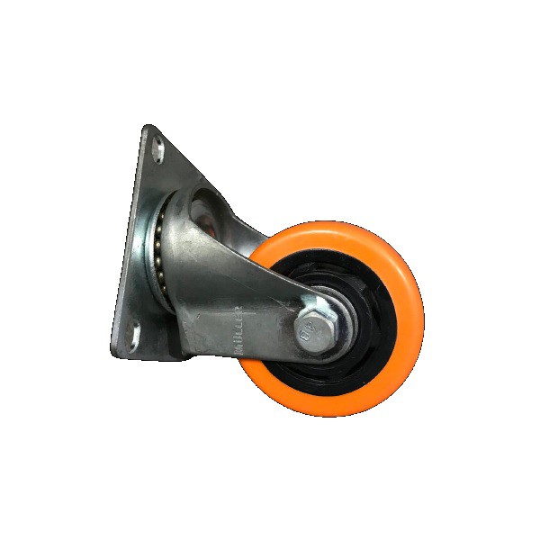 Roda Caster / Troli / Trolley PU Orange 3 Inch Hidup ( Swivel ) Muller