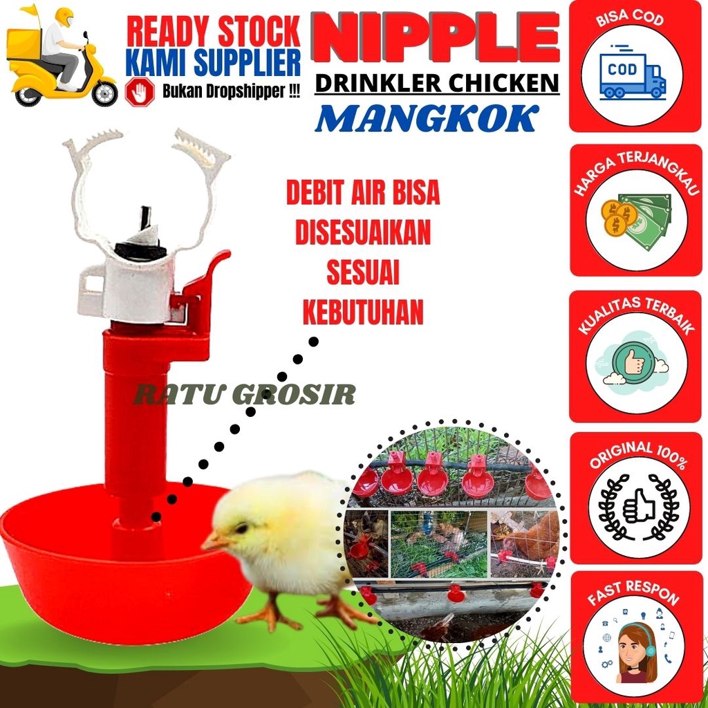 Nipel Niple Nippel Nipple Mangkok Bulat Puyuh Ayam Broiler Petelur - RATU GROSIR