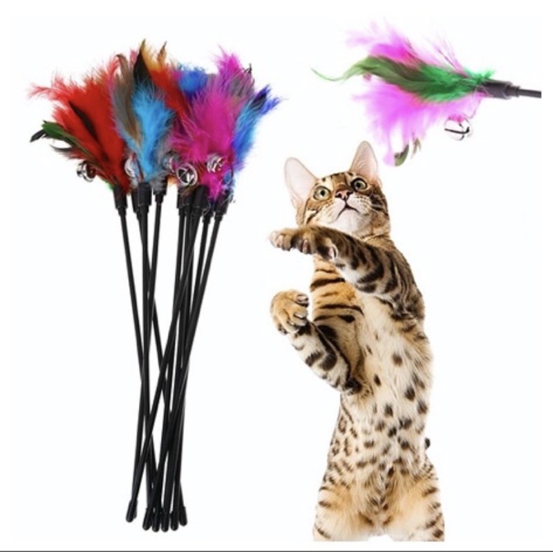 ☛TK☚ R538 Mainan Kucing Cat Teaser Cat Toys Stick Mainan Kucing bulu Lonceng Krincing