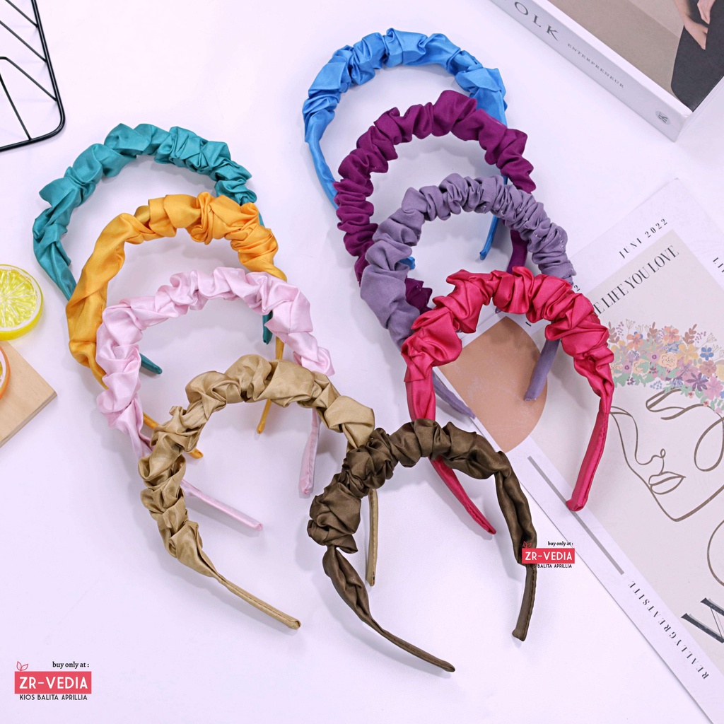 [POLOS] Bando Scrunchie  / Headband Korean Style Bando Kerut Murah Polos Wanita ZR Vedia