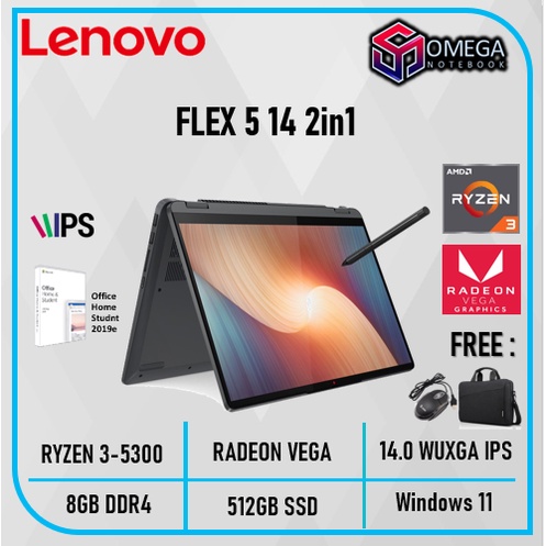 LENOVO Ideapad FLEX 5 14ALC7 RYZEN 3 5300 8GB 512SSD VEGA W11+OHS 14.0&quot;WUXGA IPS