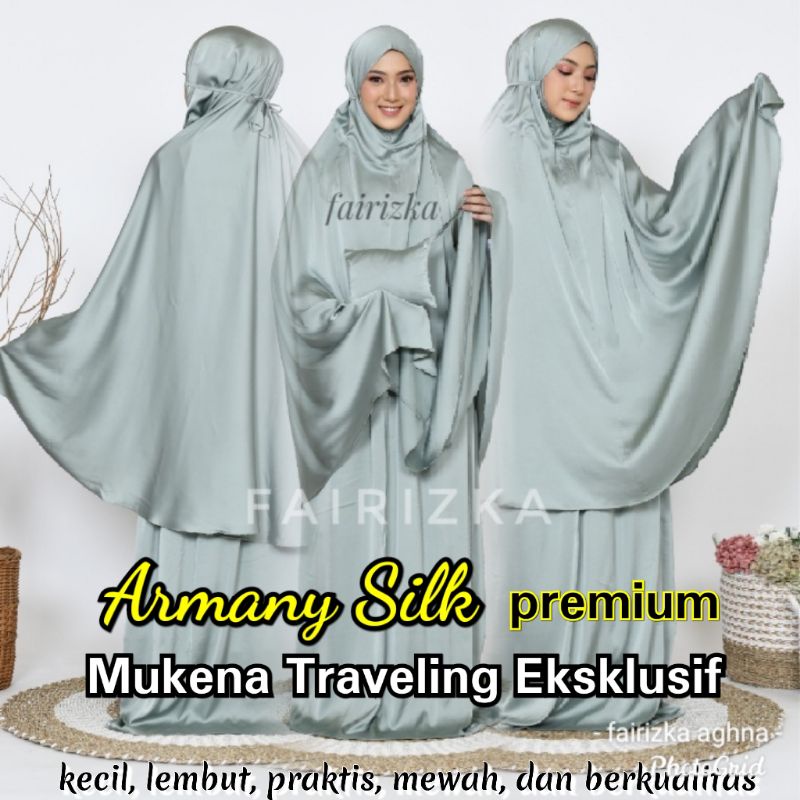 Azzura Series Mukena Travel Premium Armani Silk Prayerset Lembut Mewah dan Berkelas