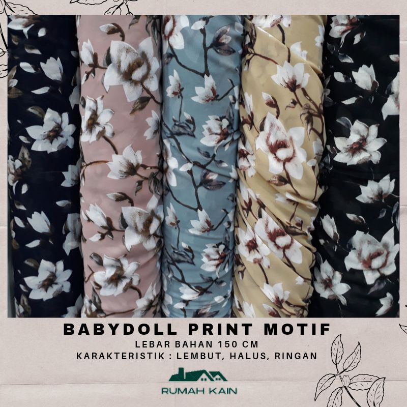 Kain Babydoll Printing/ Ceruti Motif/ Kain Ceruti/ Kain Babydoll/ Kain ceruty/ Cerruti bunga/ Cerruty Abstrak/ Cerruty Random