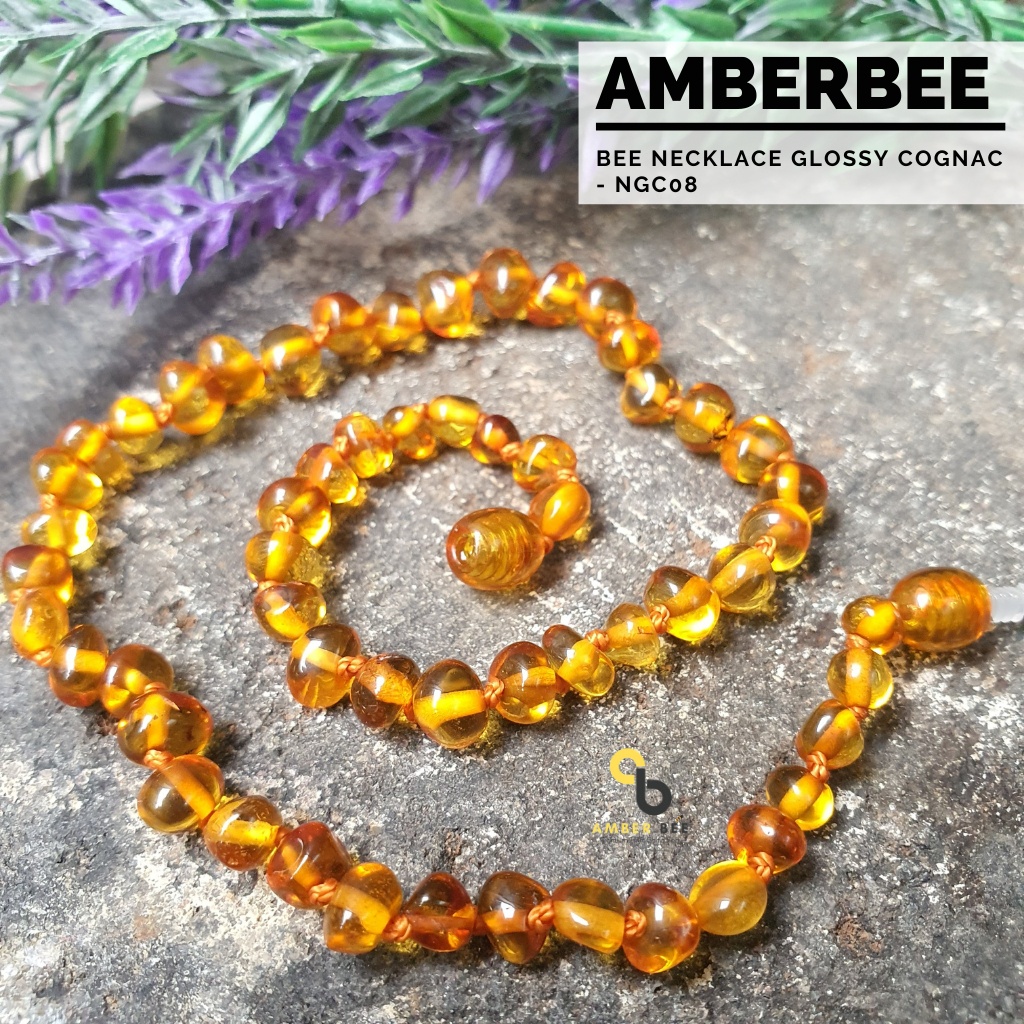 Kalung Amber Anak Premium Glossy Cognac NGC08