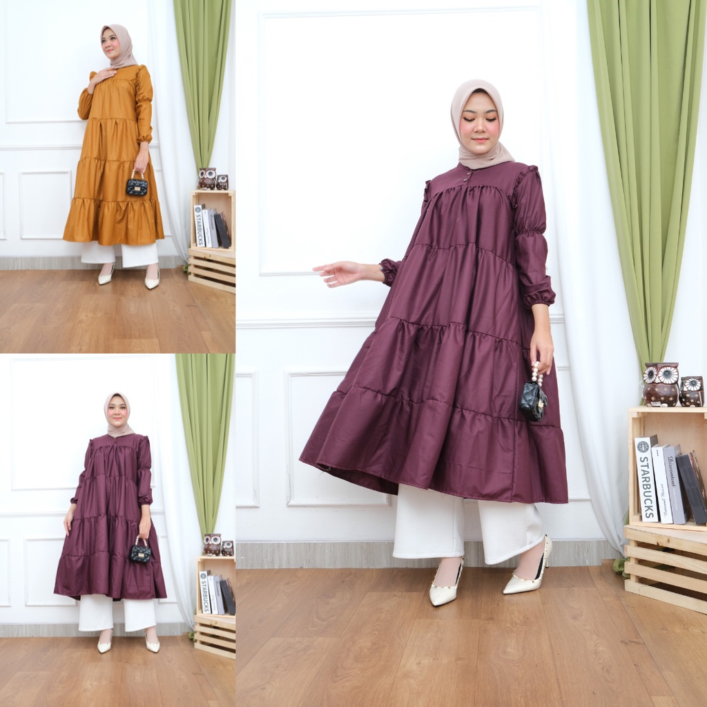 LIVI MIDI DRESS KONDANGAN GAMIS TERBARU REMAJA DEWASA BAJU WANITA HAMIL SOLO