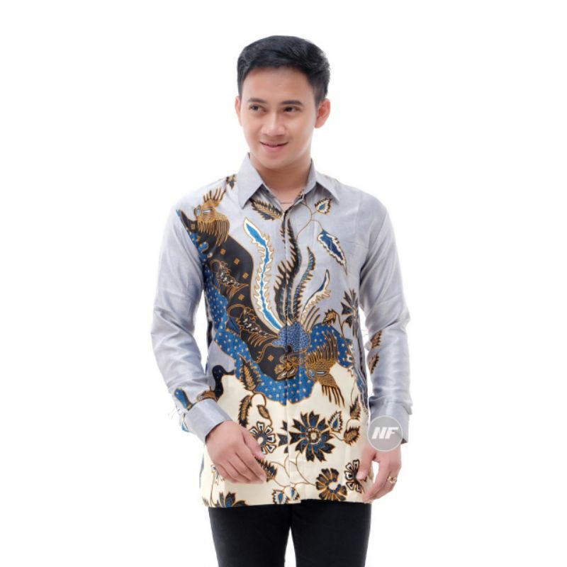 Kemeja Batik Pria Lengan Panjang Semi Sutra Prada Puring Istimewa