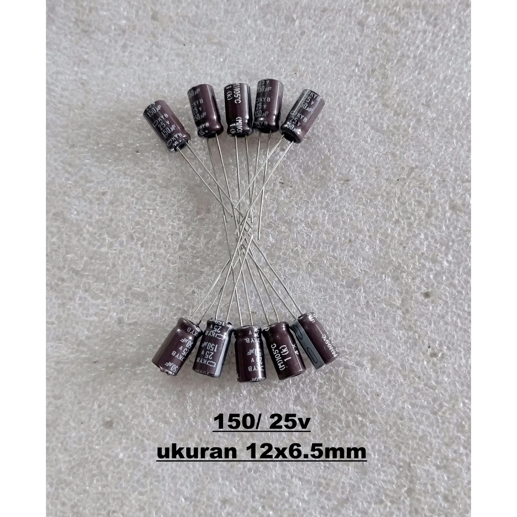 Capacitor Elco 150uf 25v 12x6.5 10pcs