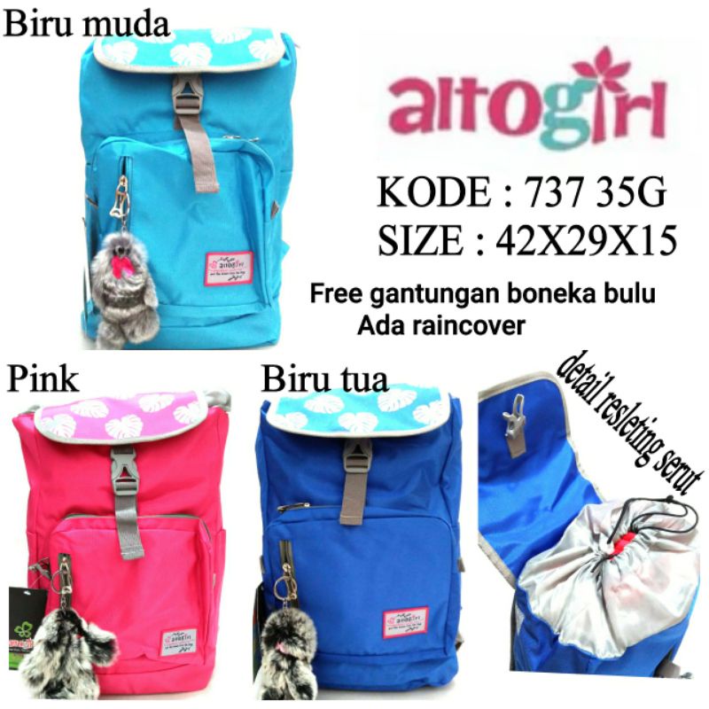 TAS RANSEL BACKPACK SEKOLAH TERBARU ANAK CEWEK TERMURAH LUCU ALTOGIRL 737 35G free gantungan kunci