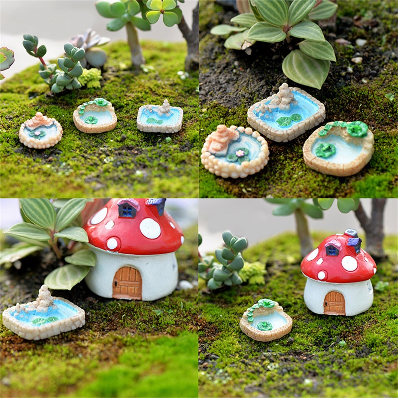 1pc Miniatur Kolam Teratai Bahan resin Ukuran Campur Untuk Dekorasi Taman Peri