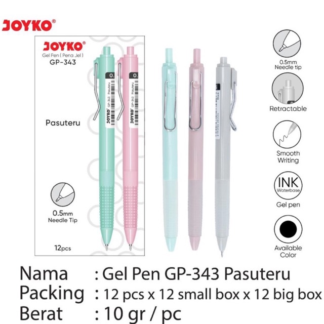 

( 1pcs ) Pulpen Pasuteru / Bolpen / Pen Gel Joyko Pasuteru GP-343 Gp 343 harga 1 pcs