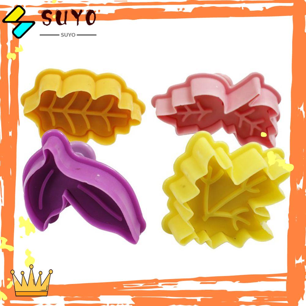 Suyo 4PCS / Set Cetakan Pemotong Adonan Kue / Coklat / Pie / Biskuit Bentuk Daun