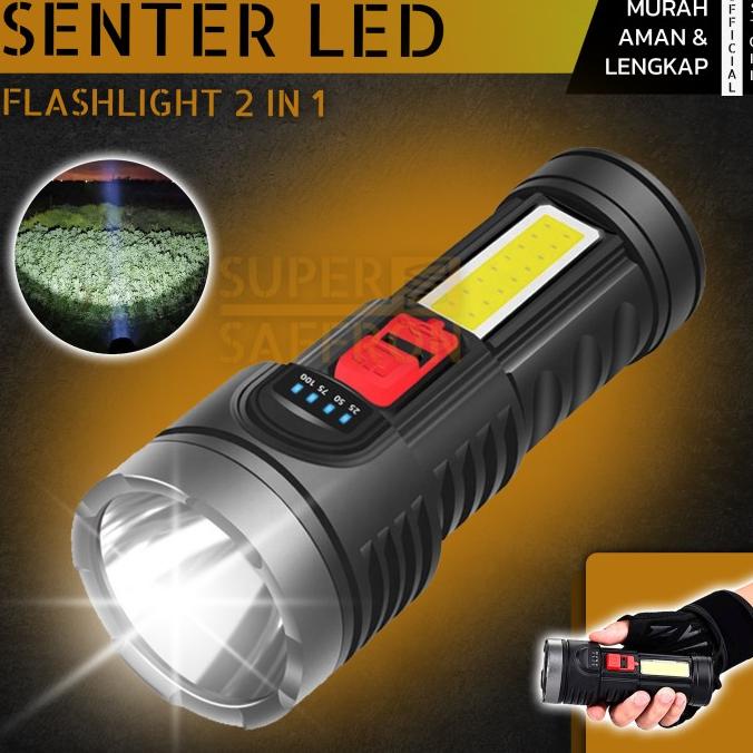 Paket Senter Led Super Terang Jarak Jauh Baterai dan USB Charging