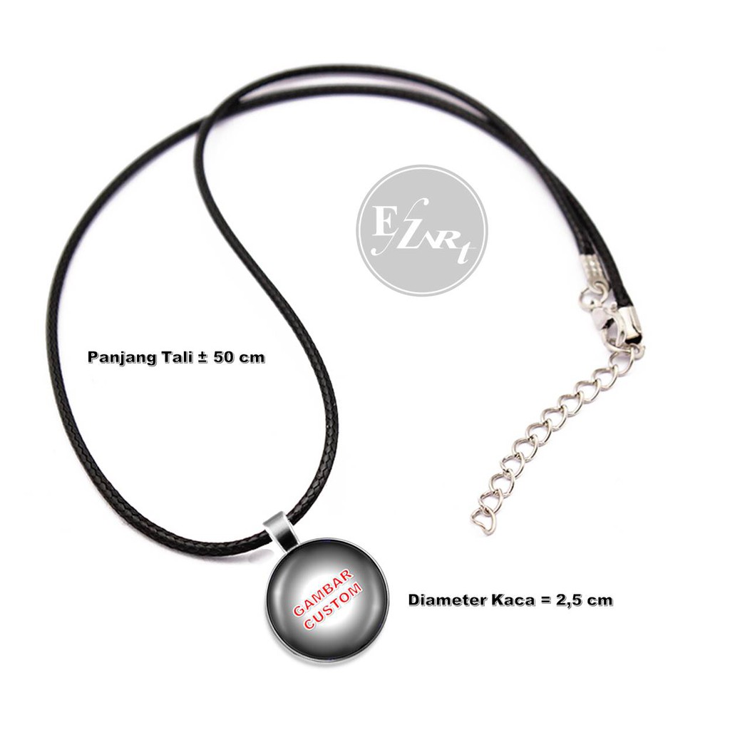 KALUNG LIONTIN CUSTOM GAMBAR PHOTO SENDIRI RANTAI / TALI KULIT KEPANG PRIA WANITA KUALITAS PREMIUM