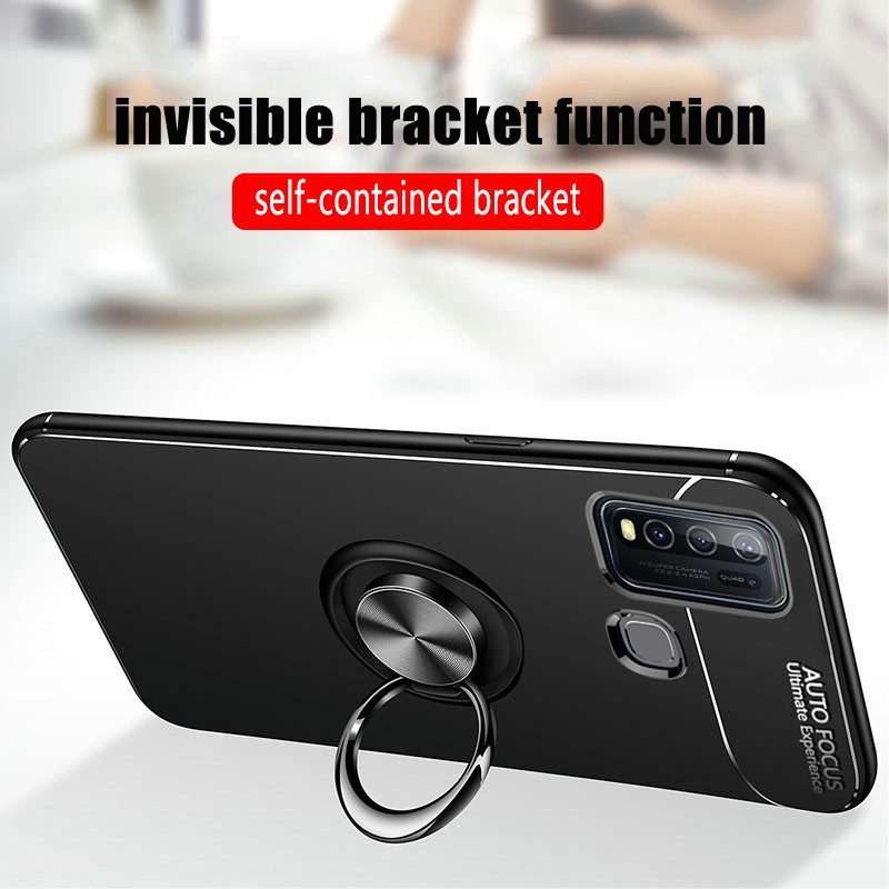 Soft Case Autofocus Magnetic Ring Case for Oppo Realme 6 Pro Invisible Case Auto Focus iRing - Hitam