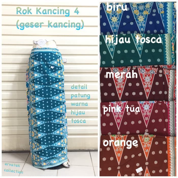 Rok Geser Kancing 4 Motif Tumpal GK007 Batik Betawi Pucuk Rebung