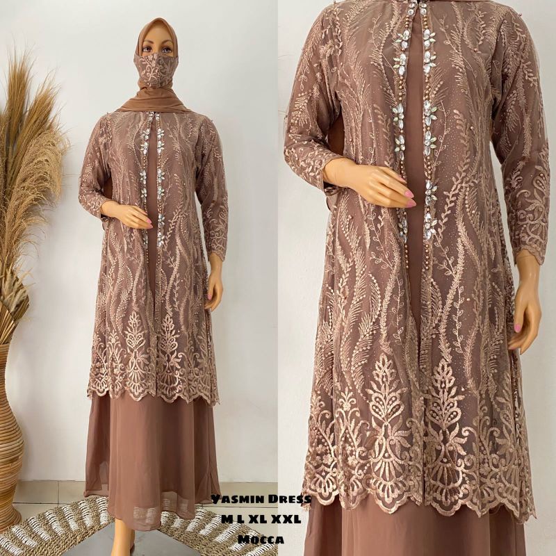 Yasmin Dress By RASAQI KEBAYA Bordir Payet Free Masker Original Butik