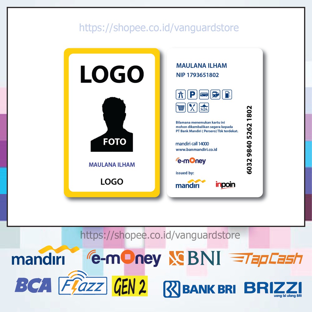 KARTU E MONEY E TOLL ID CARD LIS KUNING MANDIRI 9 EMONEY MANDIRI FLAZZ BCA TAPCASH BRIZZI BRI-2 SISI