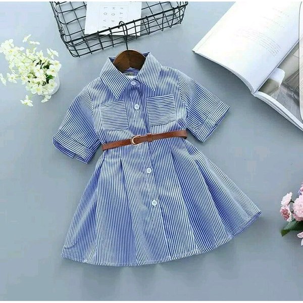 kemeja anak perempuan atasan cewek baju cantik murah Dress Salur modern 3 4 5 6 tahun Catty modis