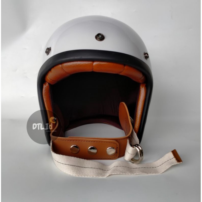 Helm Slim Head Putih Busa Cokelat