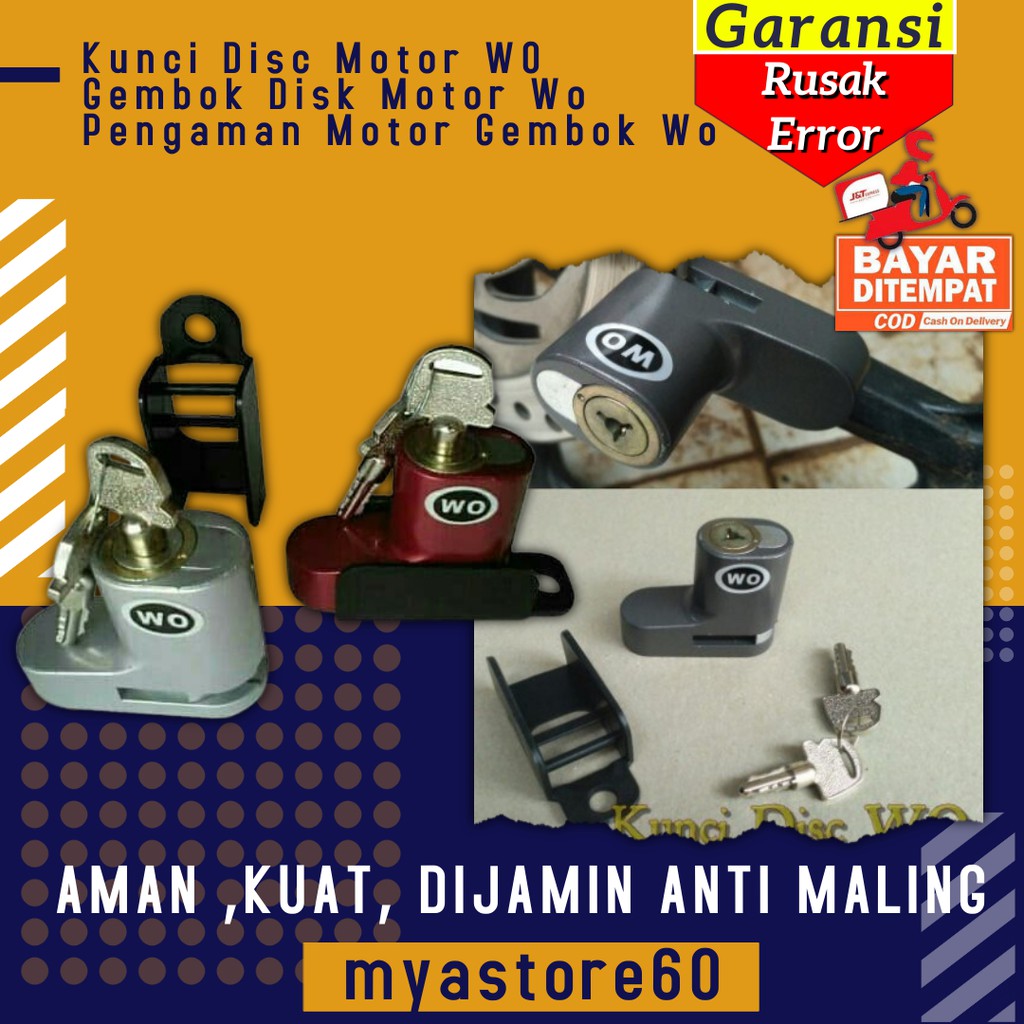 Kunci Disc Disk Brake Piringan Rem Motor WO Gembok Disk Motor Wo Pengaman Motor Gembok Anti Maling