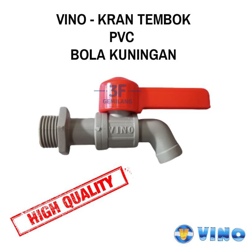 VINO - KRAN TEMBOK PVC BOLA BRASS UKURAN 1/2 INCH HIGH QUALITY