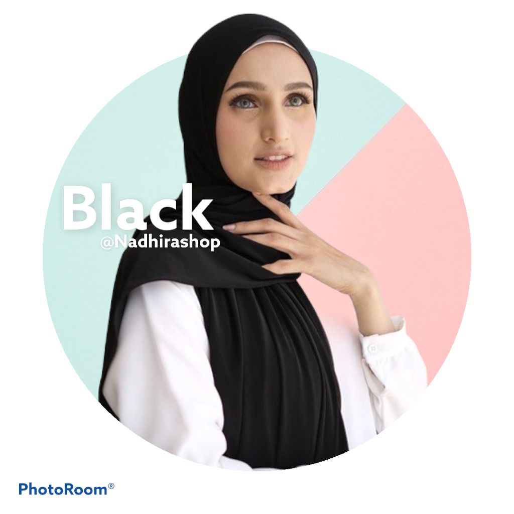 pashmina instan jersey premium size 180x75-PJ Instan Hitam